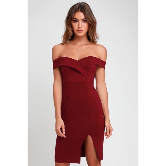 SOLD LULUS Off-the-Shoulder Bodycon Classic Dress - Picture 3 of 8